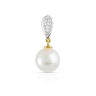Pendentif or 750 2 tons perle de culture du japon diamant