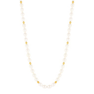 Collier or 750 jaune perles de culture de Chines ovales 45 cm