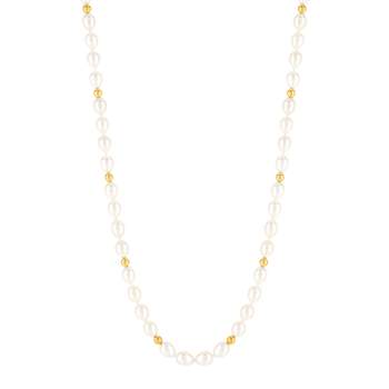 Gold necklace 750 yellow oval Chinese cultured pearls 45 cm