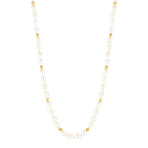 Collier or 750 jaune perles de culture de Chines ovales 45 cm