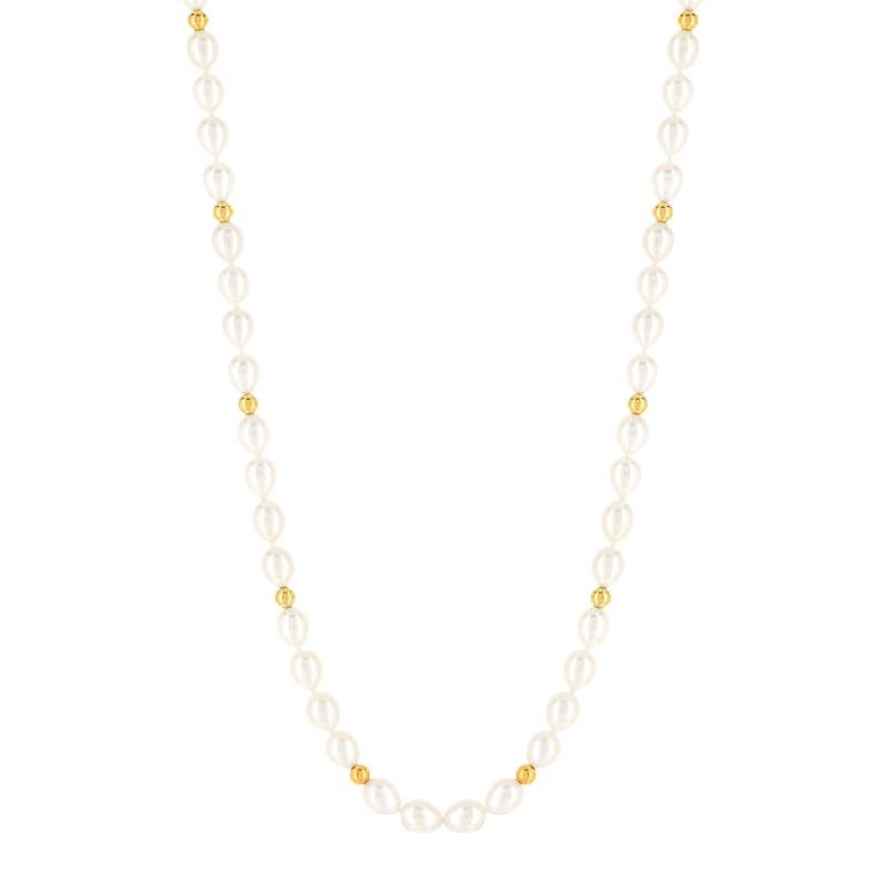 Collier or 750 jaune perles de culture de Chines ovales 45 cm - vue 1
