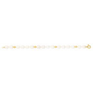 Bracelet or 750 jaune perles de culture de Chine ovales 19 cm