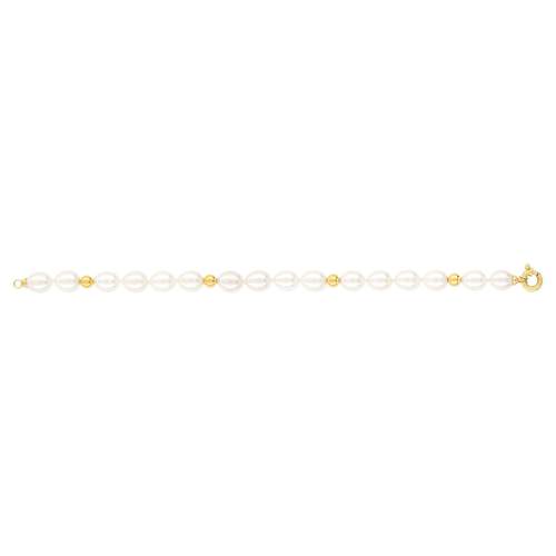 Bracelet or 750 jaune perles de culture de Chine ovales 19 cm