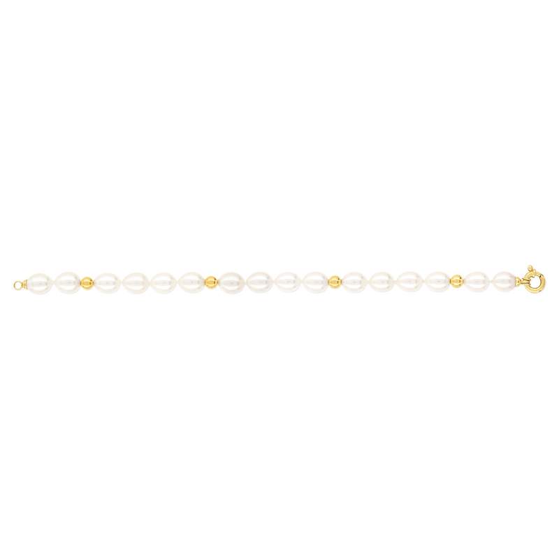 Bracelet or 750 jaune perles de culture de Chine ovales 19 cm - vue 1