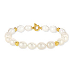 Bracelet or 750 jaune perles de culture de Chine ovales 19 cm - vue 2