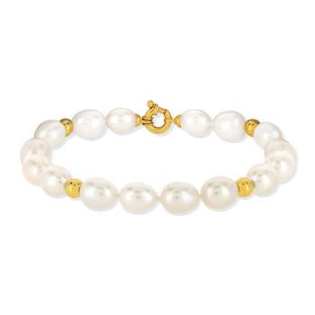 750 geelgouden armband ovale Chinese gekweekte parels 19 cm