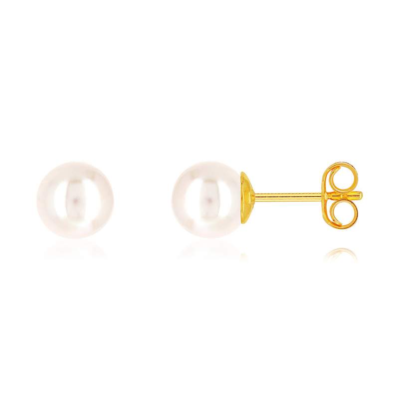 Boucles d'oreilles or 750 jaune perles de culture du Japon - vue 1