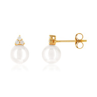 Boucles d'oreilles or 750 p. culture japon diamant