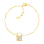 Bracelet plaqué or jaune cadenas et zirconias 19cm - vue 1