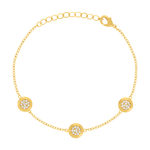 Bracelet plaqué or jaune et zirconias 19cm - vue 1