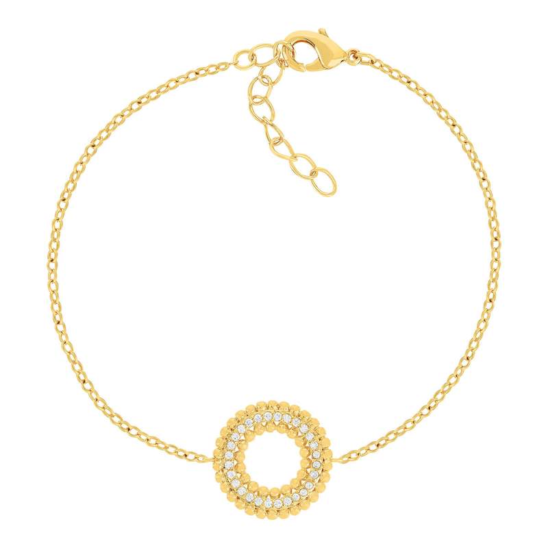 Bracelet plaqué or jaune et zirconias 19cm - vue 1