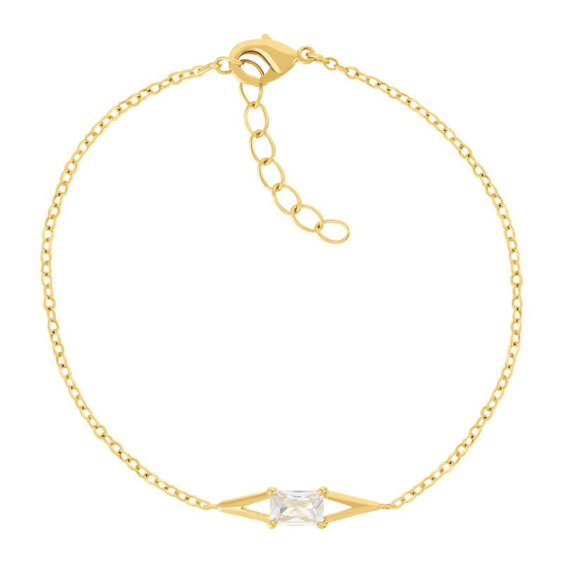 Bracelet plaqué or jaune et zirconias 19cm - vue 1
