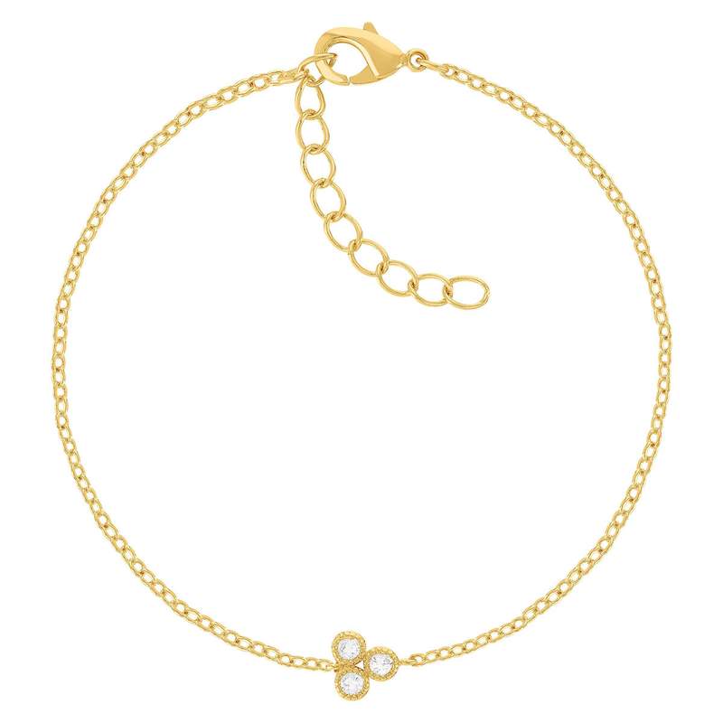 Bracelet plaqué or jaune et zirconias 19cm - vue 1