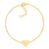 Bracelet plaqué or jaune coeur et zirconias 19cm