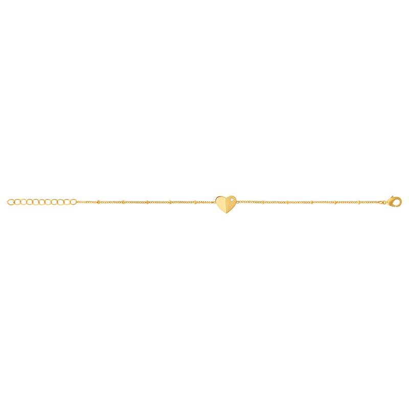 Bracelet plaqué or jaune coeur et zirconias 19cm - vue 2