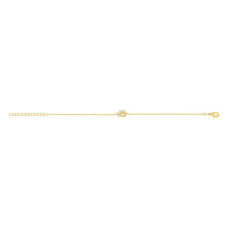 Bracelet plaqué or jaune feuille et zirconias 19cm - vue 2