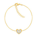 Bracelet plaqué or jaune coeur et zirconias 19cm - vue 1