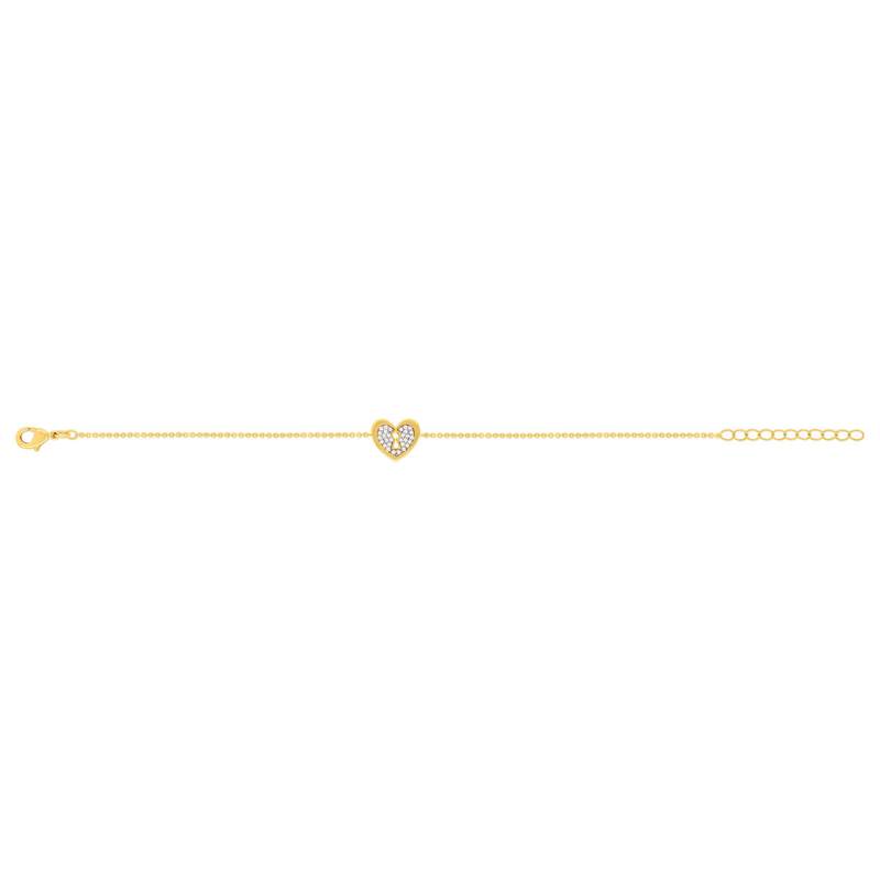 Bracelet plaqué or jaune coeur et zirconias 19cm - vue 2