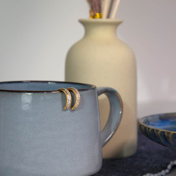 Demi créoles plaqué or jaune et zirconias 17mm