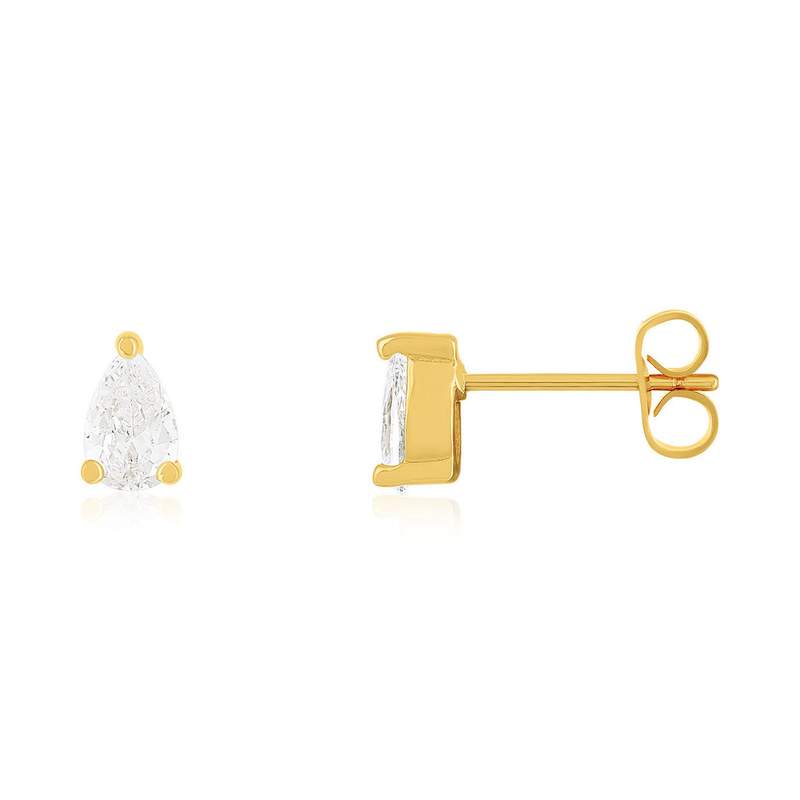 Boucles d'oreilles plaqué or jaune et zirconias - vue 1