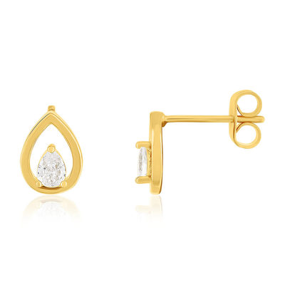 Boucles d'oreilles plaqué or jaune et zirconias - vue 1