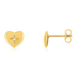 Boucles d'oreilles plaqué or jaune coeur et zirconias - vue 1