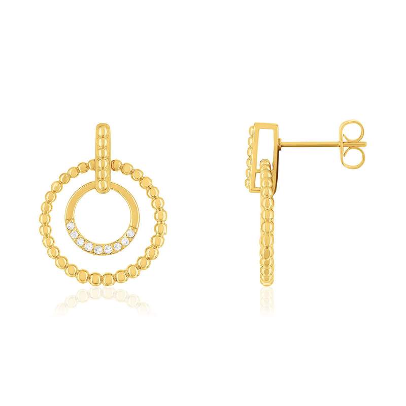 Boucles d'oreilles plaqué or jaune et zirconias - vue 1
