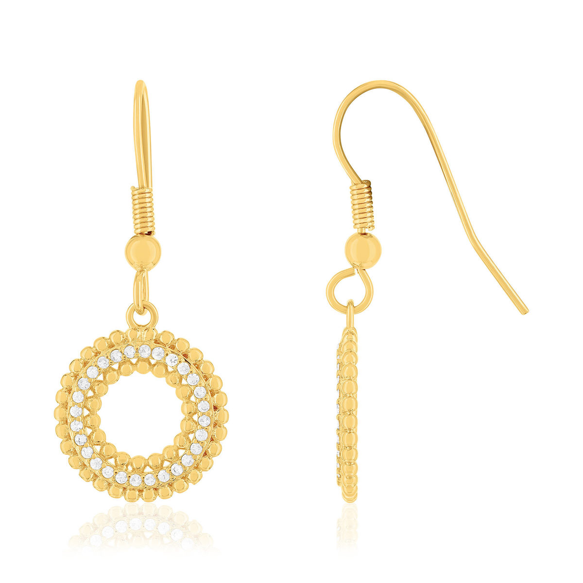 Boucles d'oreilles plaqué or jaune et zirconias