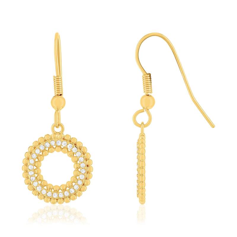 Boucles d'oreilles plaqué or jaune et zirconias - vue 1