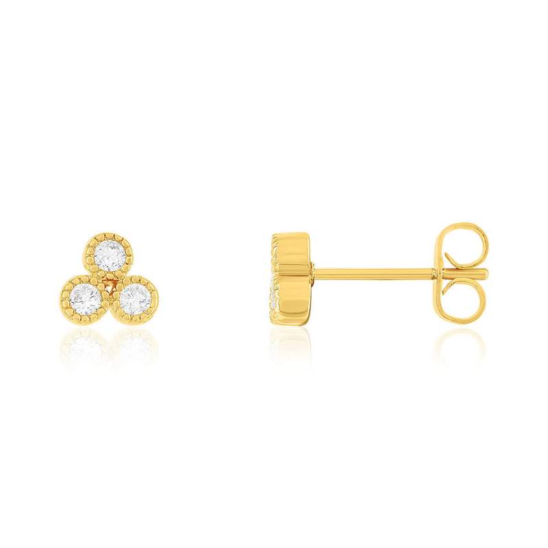 Boucles d'oreilles plaqué or jaune et zirconias - vue 1