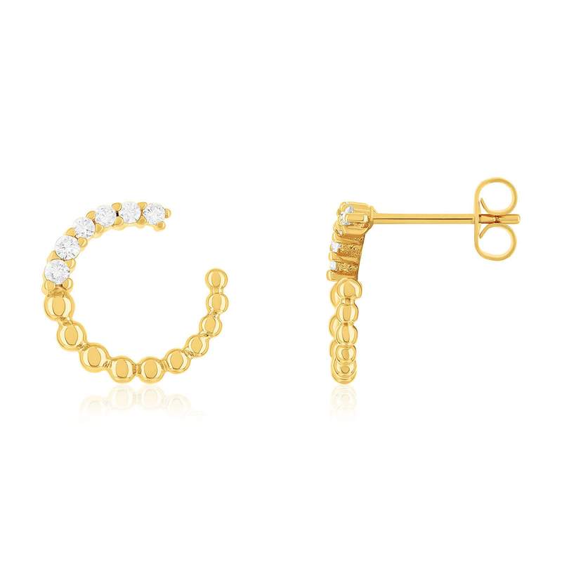 Boucles d'oreilles plaqué or jaune et zirconias - vue 1