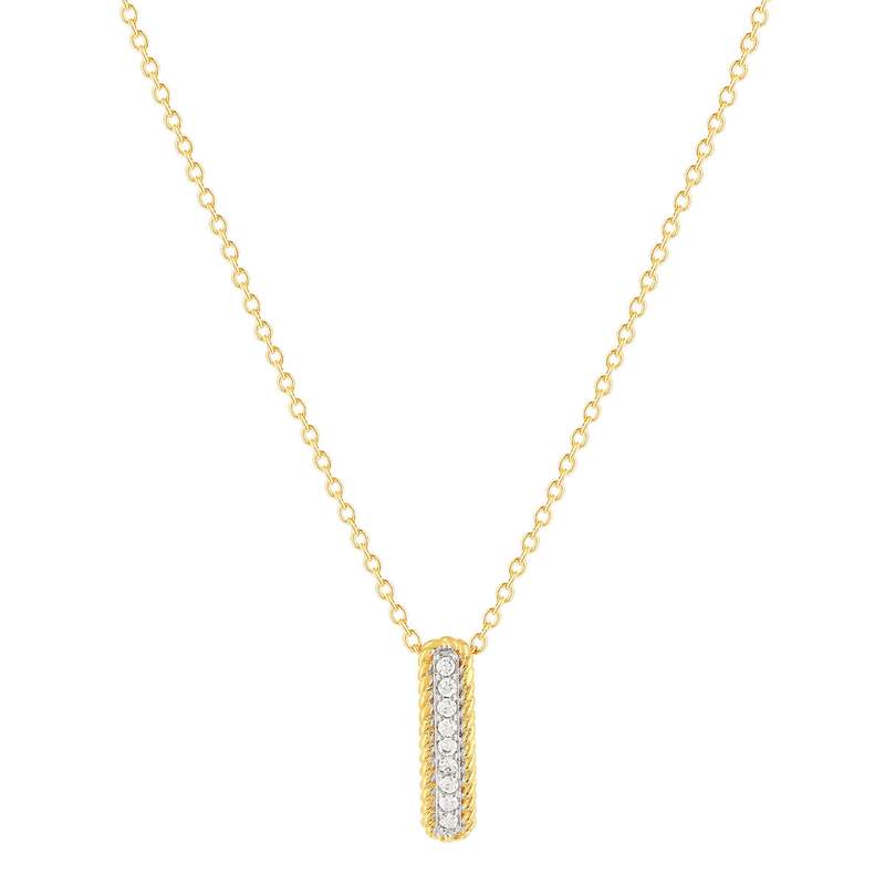 Collier plaqué or jaune et zirconias 45cm - vue 1