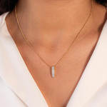 Necklace yellow gold plated and zirconias 45cm - view worn 1