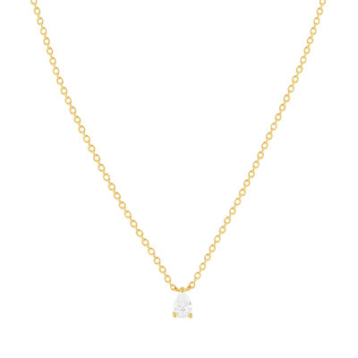 Geelgoud verguld en zirkonia ketting 45cm