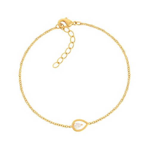 Bracelet plaqué or jaune et zirconias 19cm