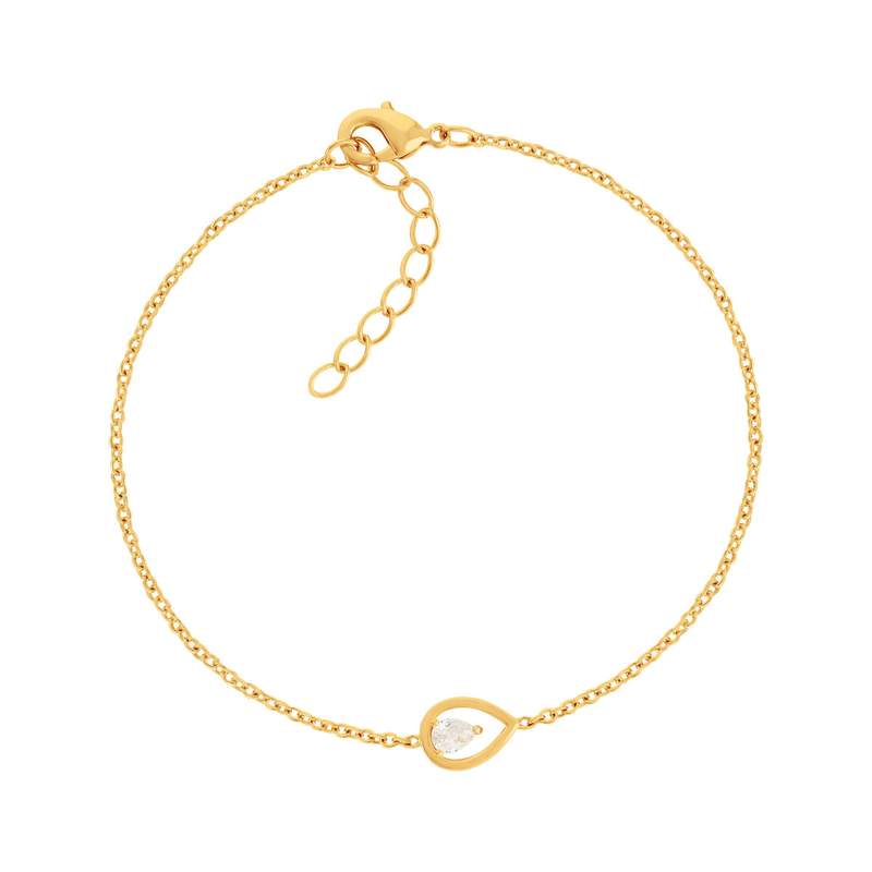 Bracelet plaqué or jaune et zirconias 19cm - vue 1