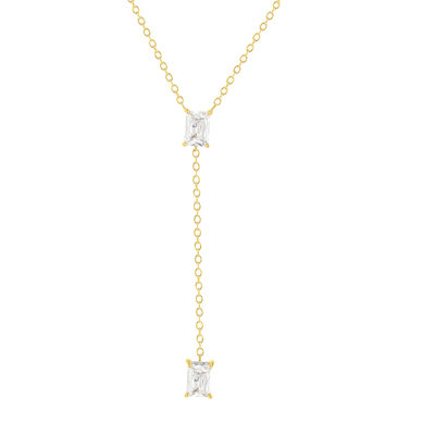 Geelgoud verguld en zirkonia ketting 45cm