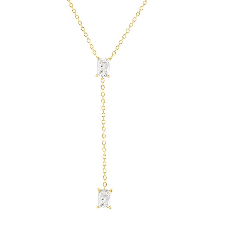 Collier plaqué or jaune et zirconias 45cm - vue 1