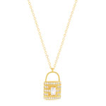 Collier plaqué or jaune cadenas et zirconias45cm - vue 1