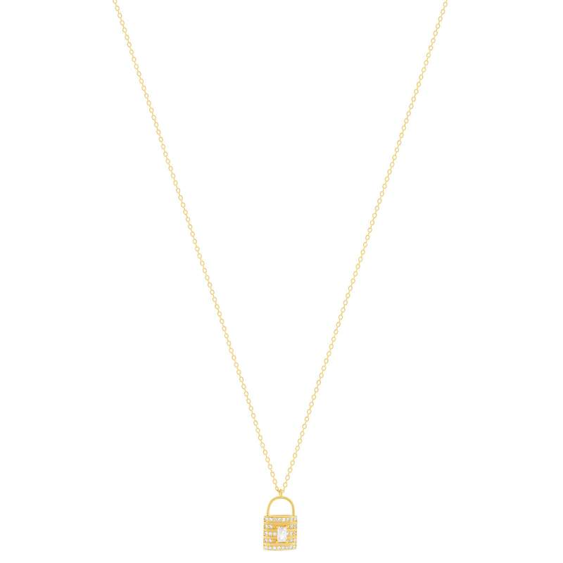 Collier plaqué or jaune cadenas et zirconias45cm - vue 2