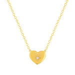 Collier plaqué or jaune coeur et zirconias 45cm - vue 1