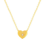 Collier plaqué or jaune coeur et zirconias 45cm