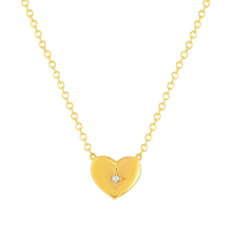 Collier plaqué or jaune coeur et zirconias 45cm - vue 1