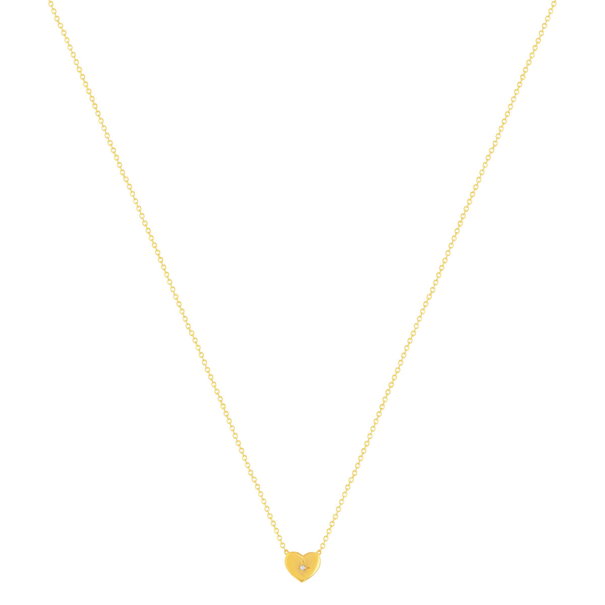 Collier plaqué or jaune coeur et zirconias 45cm - vue 2