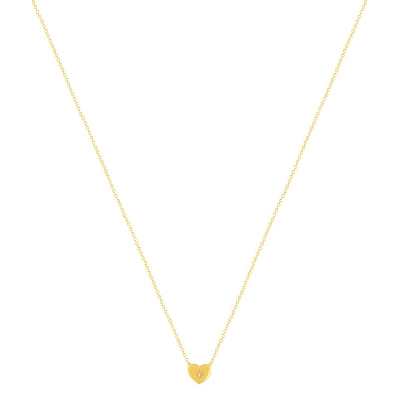 Collier plaqué or jaune coeur et zirconias 45cm - vue 2