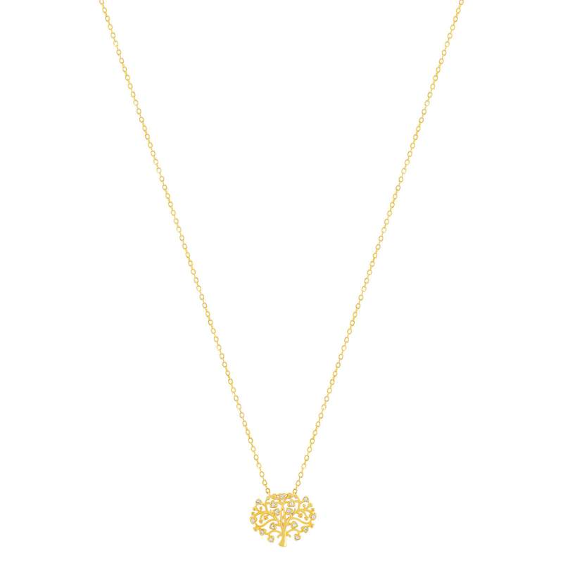 Collier plaqué or jaune arbre de vie et zirconias45cm - vue 2