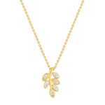 Collier plaqué or jaune feuille et zirconias45cm - vue 1