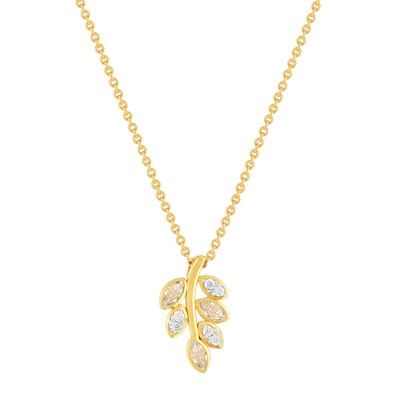 Collier plaqué or jaune feuille et zirconias45cm