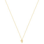 Geel verguld blad en zirkonia's halsketting45cm - bekijk 2