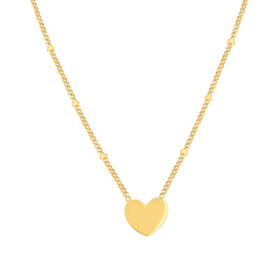 Collier plaqué or jaune coeur 45cm